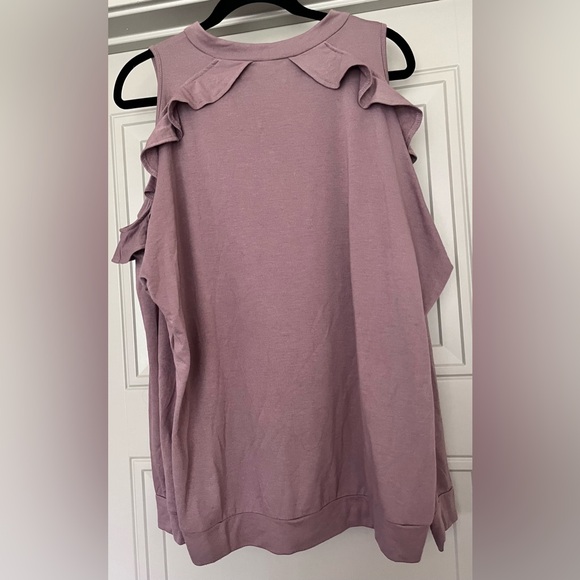 Mossimo Mauve Off Shoulder Ruffle Sweater XL - Picture 4 of 6